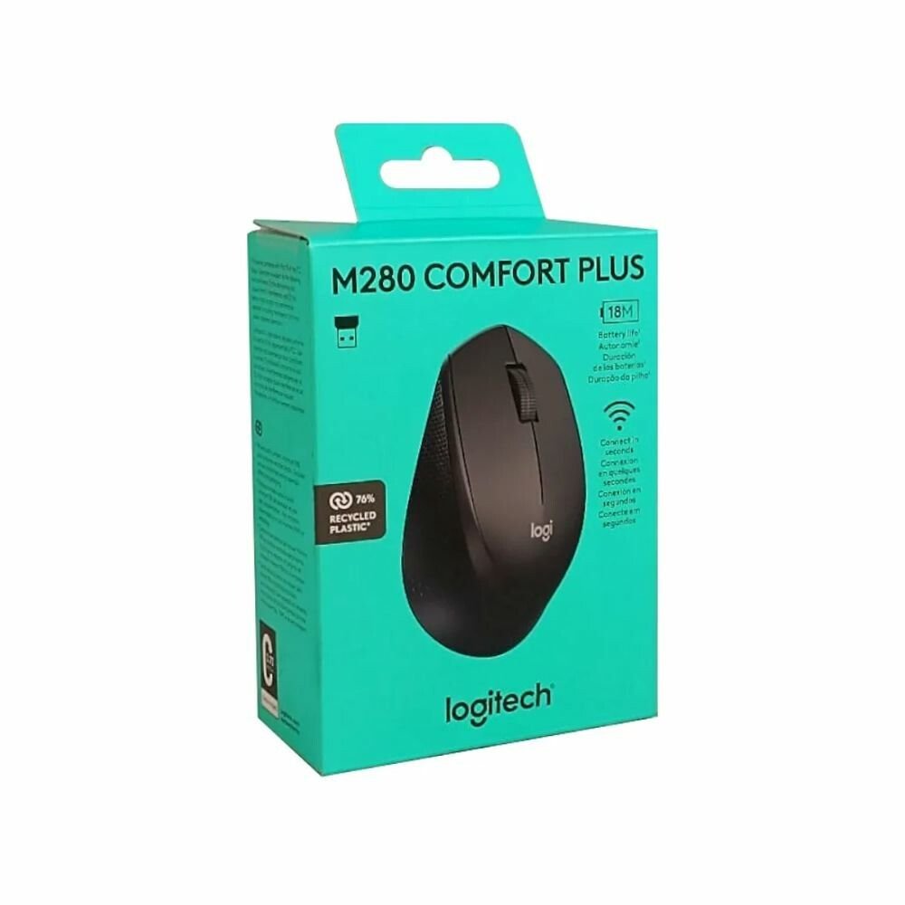 MOUSE INALAMBRICO LOGITECH M280 COMFORT PLUS BLACK MOUSE INALAMBRICO LOGITECH M280 COMFORT PLUS BLACK - Imagen 1