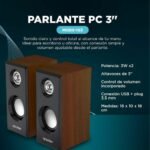 PARLANTE MULTIMEDIA USB WOODEN DUAL MODX-103 E-1014 - Imagen 3