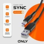 CABLE USB-C ONLY SYNC FAST CHARGE MODO-140 BLACK - Imagen 3
