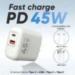 CARGADOR CELULAR XAEA OPTIMUM USB-C + USB-A 45W-PD MOD-501 - Imagen 3