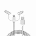 CABLE MOW! 3 EN 1 LIGHTNING + MICRO USB + USB-C 1M GREY