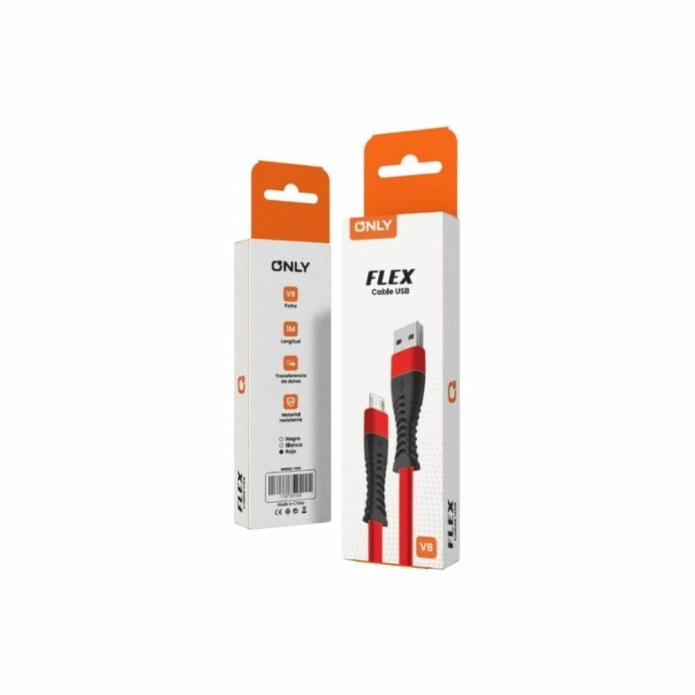 CABLE MICRO USB ONLY FLEX V8 MOD113-FLEX RED CABLE MICRO USB ONLY FLEX V8 MOD113-FLEX RED - Imagen 1