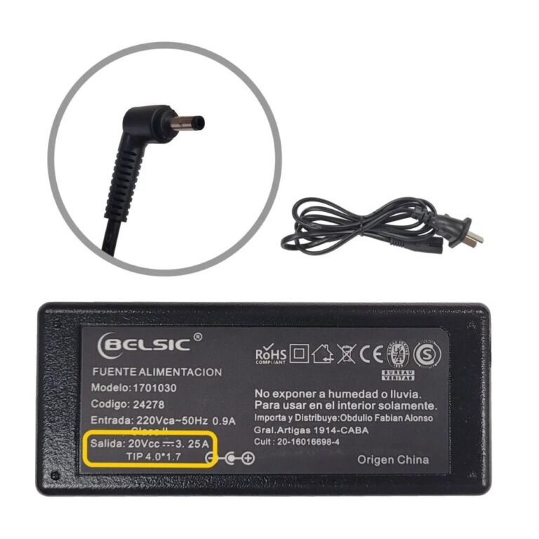 CARGADOR BELSIC PIN LENOVO FINO 20V 3.25A