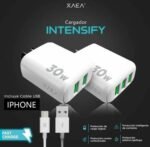 CARGADOR CELULAR XAEA INTENSIFY CABLE USB-C + X2 USB-A 30W - Imagen 2