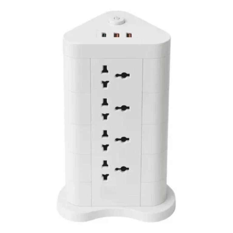 ZAPATILLA TORRE DE CARGA MULTIPLE 12 TOMACORRIENTE + USB-C + 2 USB WHITE